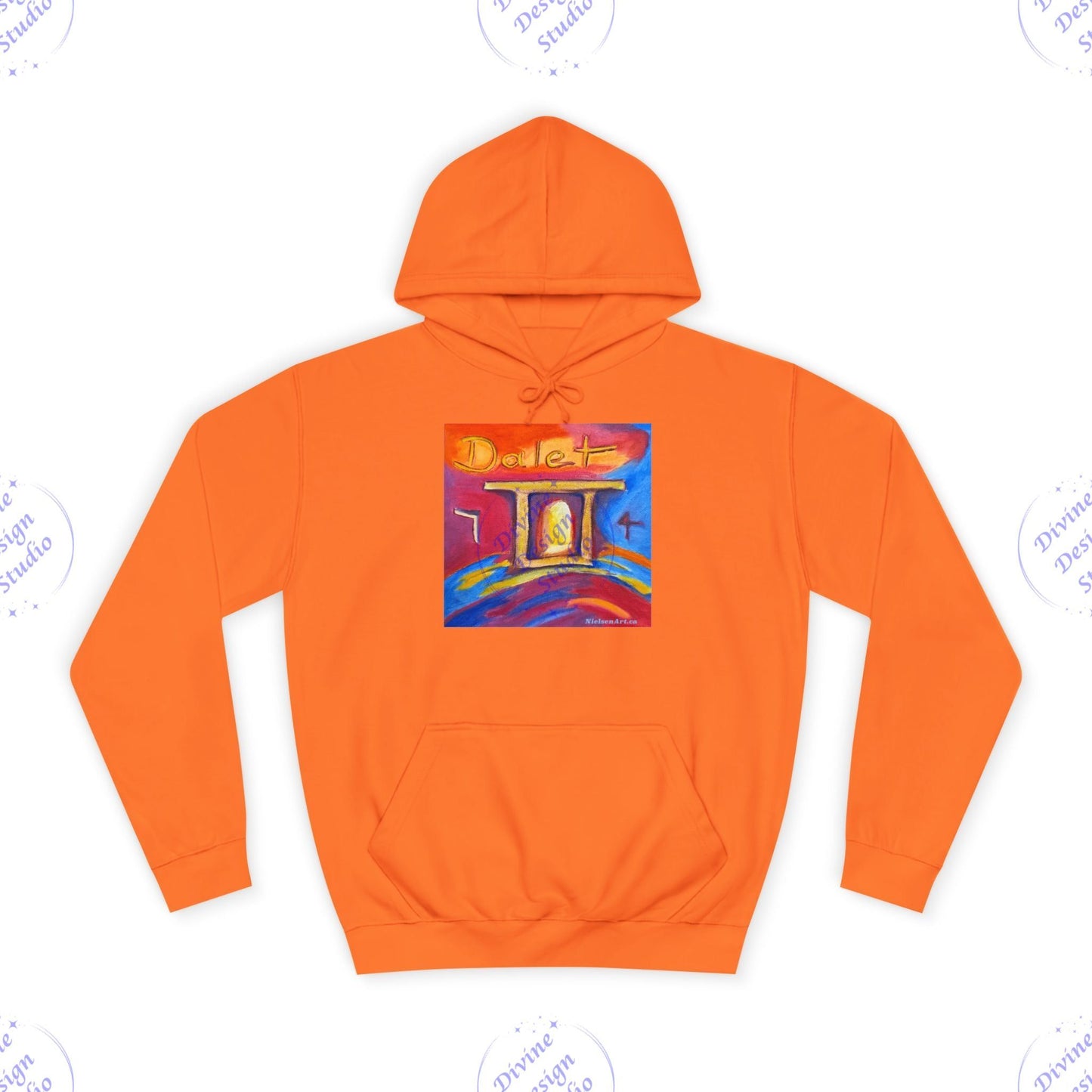 Hebrew Living Letter Dalet Hoodie – Portal Between Heaven & Earth | 80/20 Cotton Blend