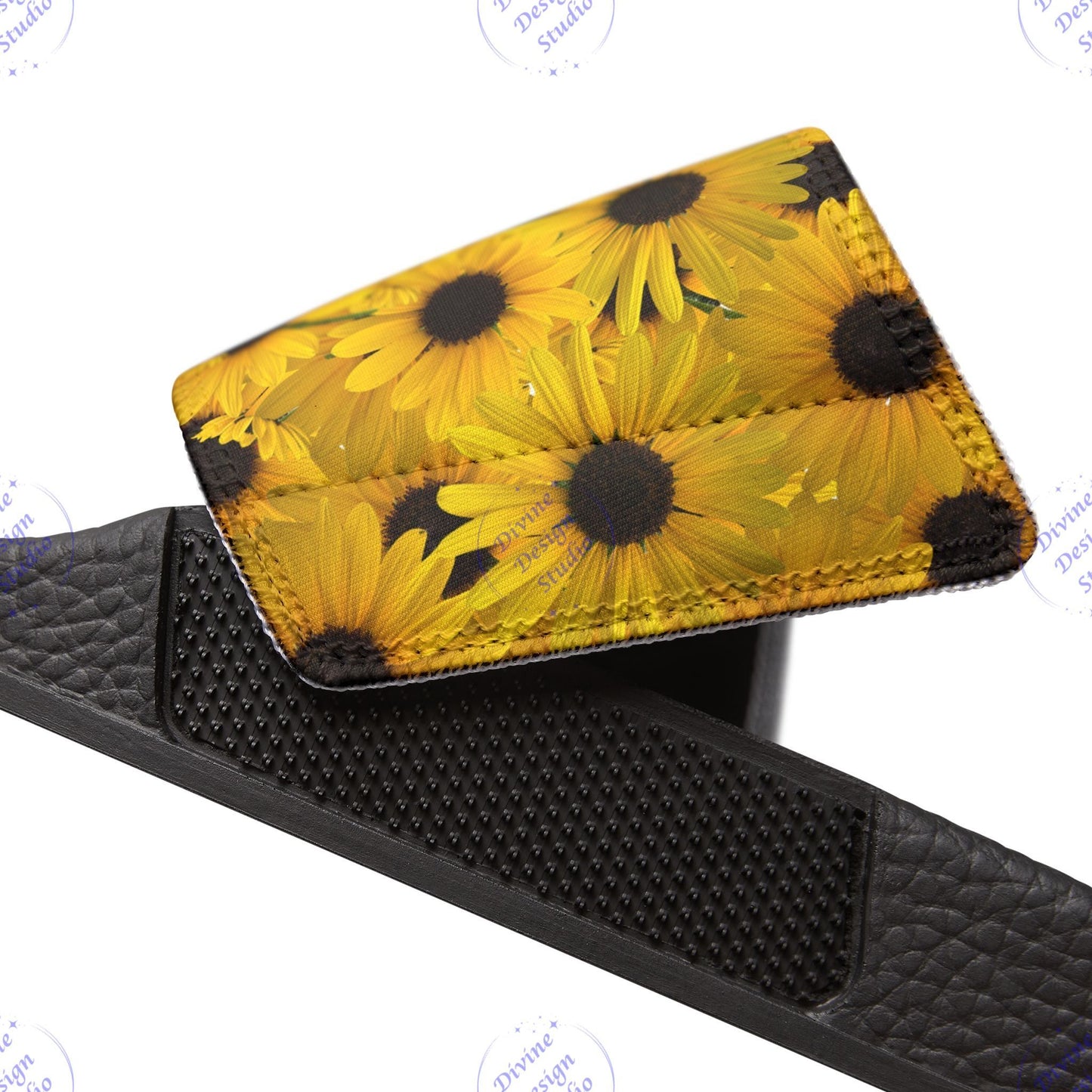 Sunflower Slide Sandals | Bright Summer Footwear for Sunshine Days, Beach Walks & Casual Comfort