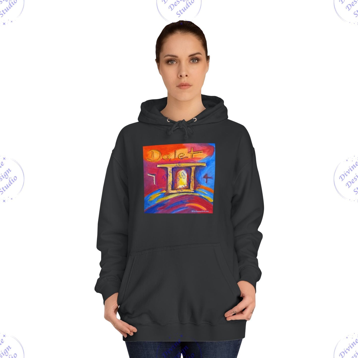 Hebrew Living Letter Dalet Hoodie – Portal Between Heaven & Earth | 80/20 Cotton Blend