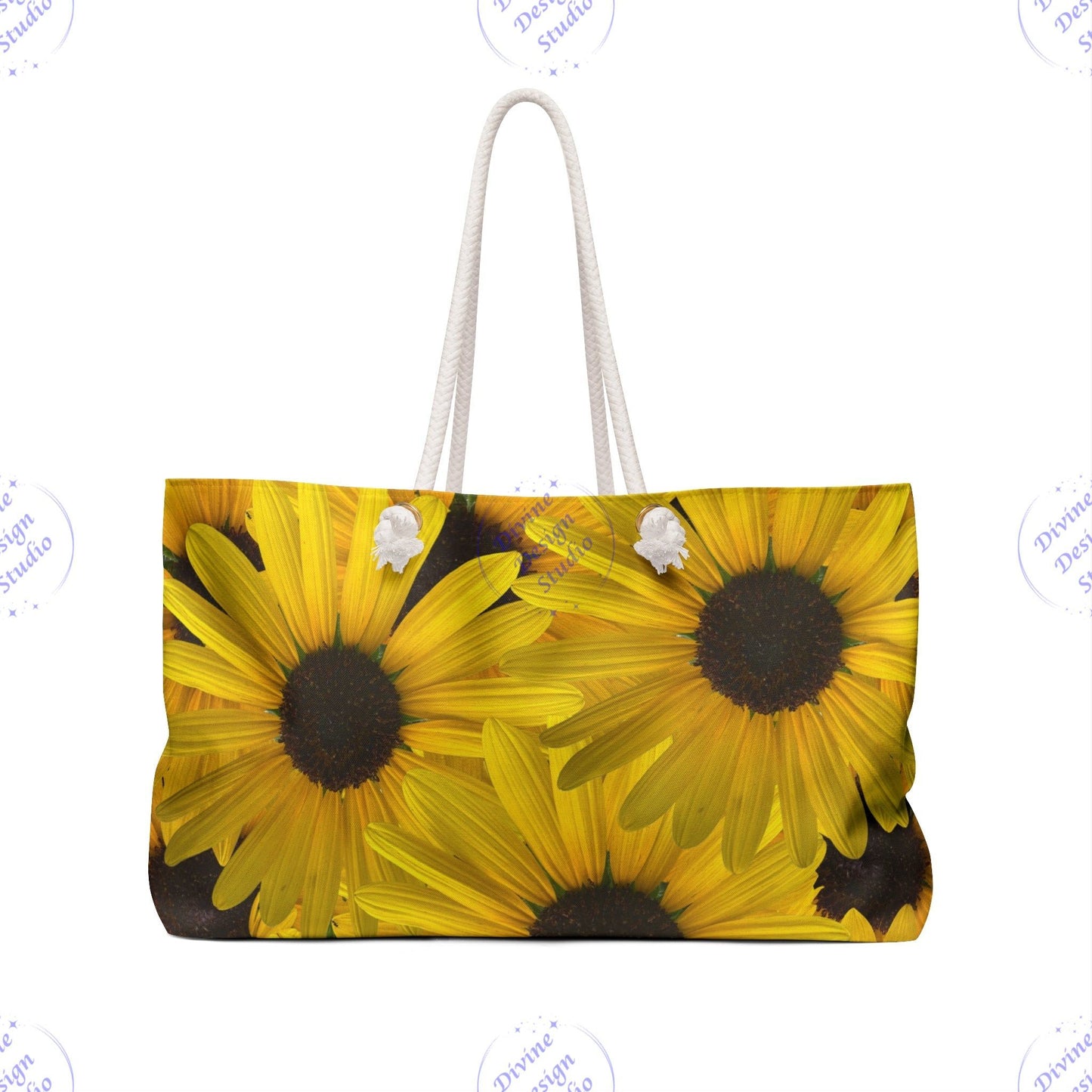 Sunflower Weekender Bag - Perfect Travel Tote, Beach Bag, Floral Gym Bag, Summer Adventure Duffle, Stylish Storage for Any Getaway