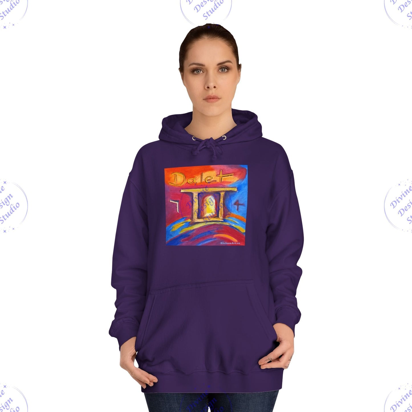 Hebrew Living Letter Dalet Hoodie – Portal Between Heaven & Earth | 80/20 Cotton Blend