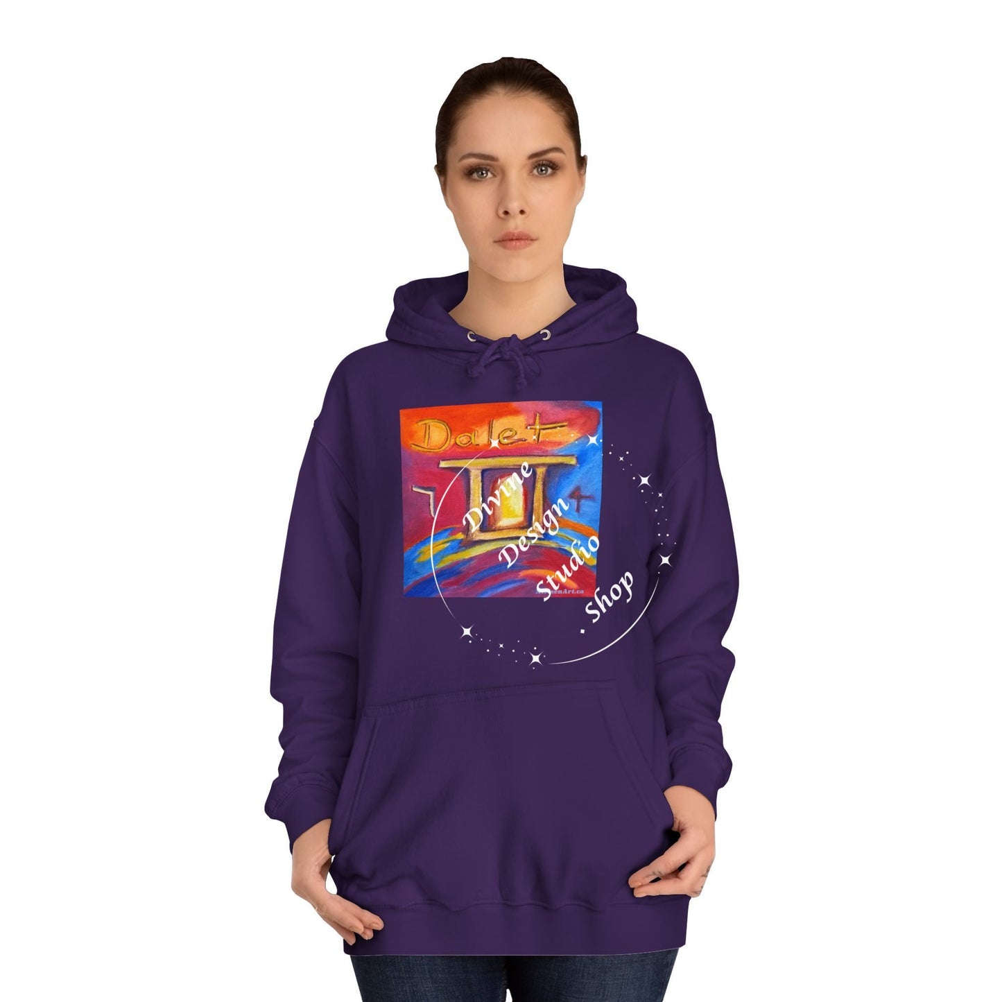Hebrew Living Letter Dalet Hoodie – Portal Between Heaven & Earth | 80/20 Cotton Blend