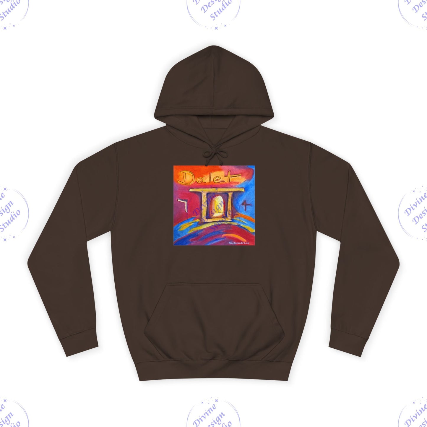 Hebrew Living Letter Dalet Hoodie – Portal Between Heaven & Earth | 80/20 Cotton Blend