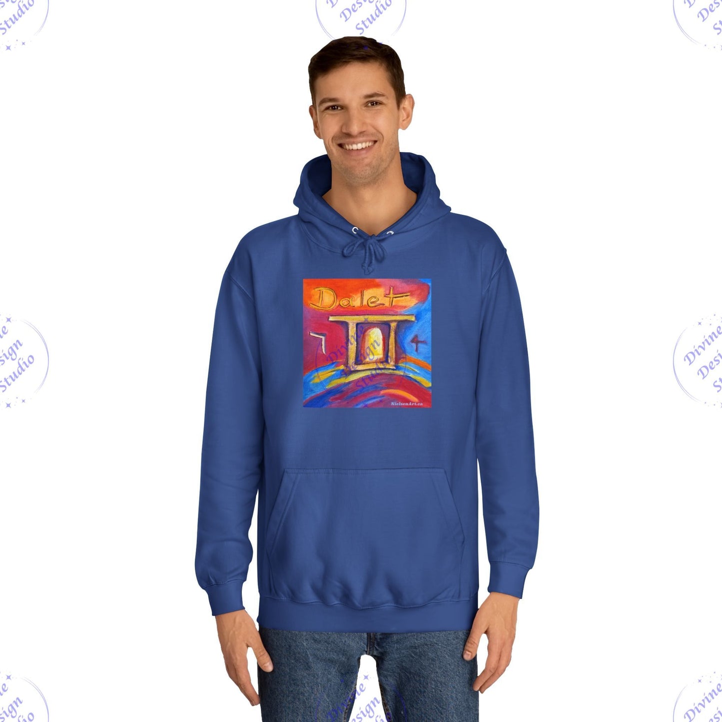 Hebrew Living Letter Dalet Hoodie – Portal Between Heaven & Earth | 80/20 Cotton Blend