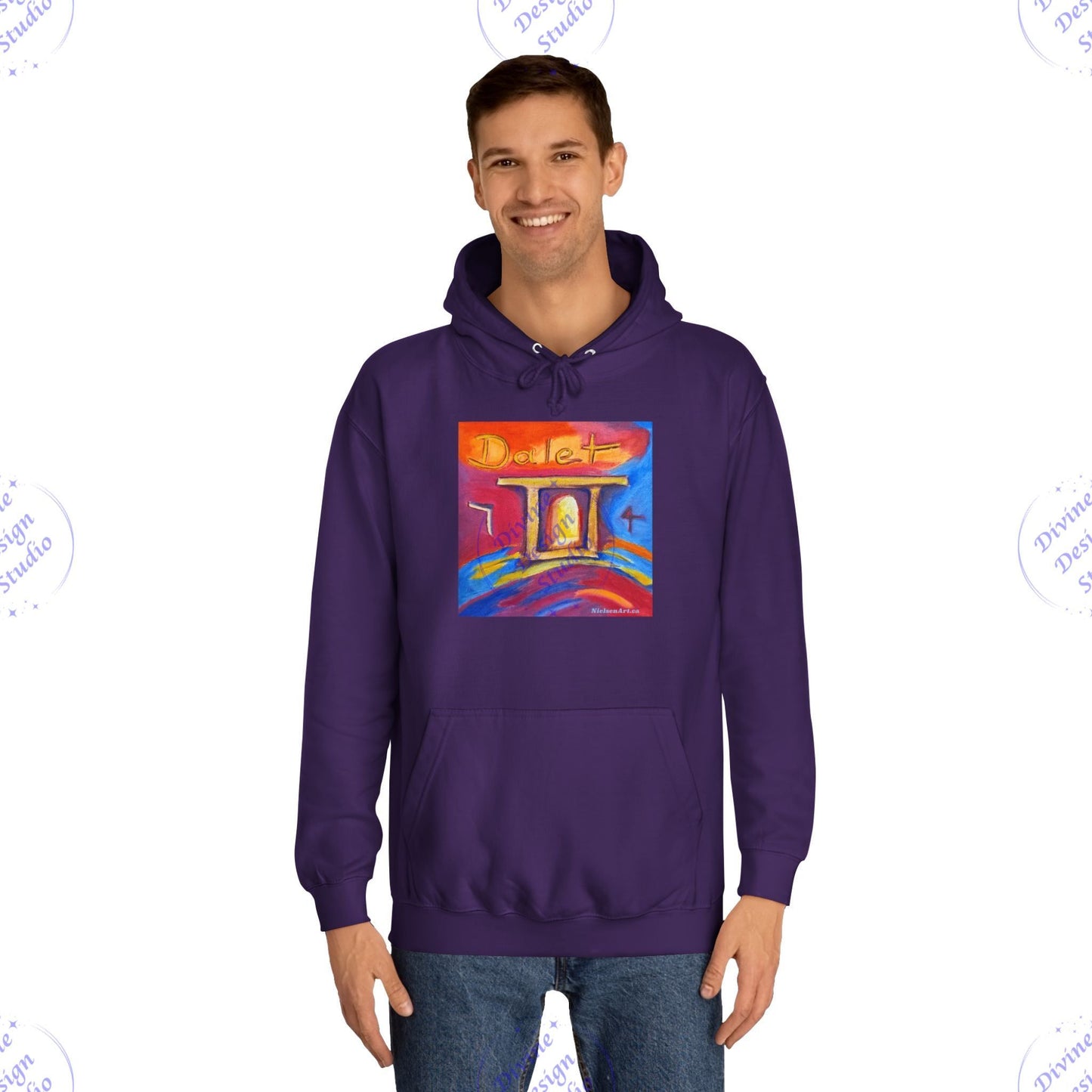 Hebrew Living Letter Dalet Hoodie – Portal Between Heaven & Earth | 80/20 Cotton Blend