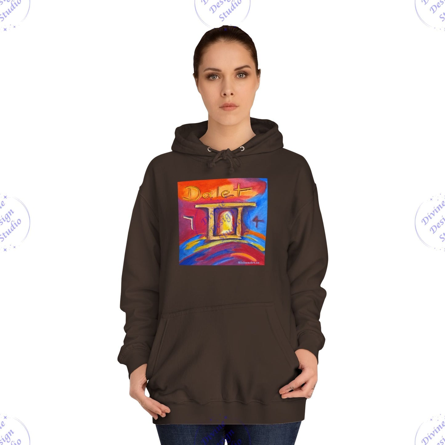 Hebrew Living Letter Dalet Hoodie – Portal Between Heaven & Earth | 80/20 Cotton Blend