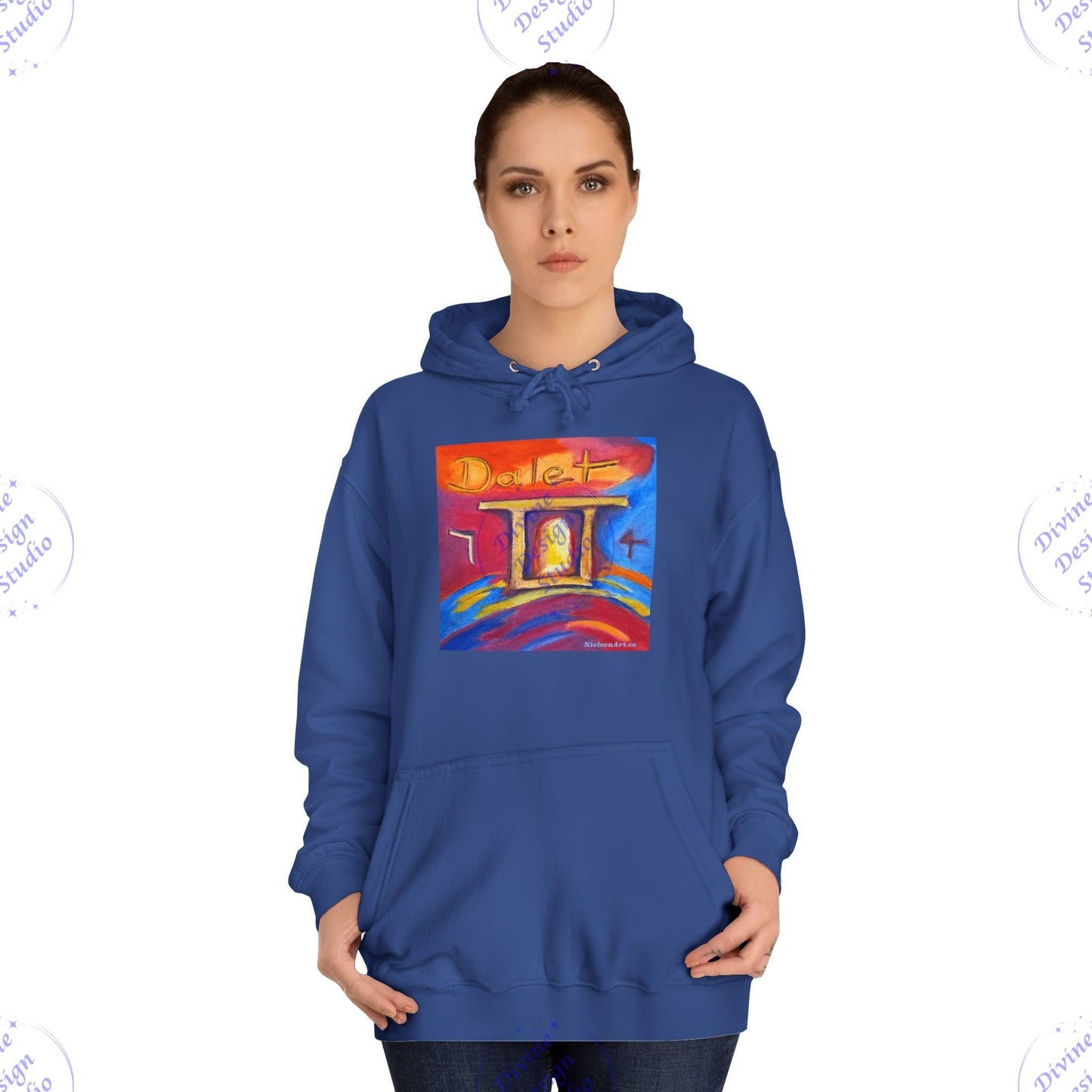 Hebrew Living Letter Dalet Hoodie – Portal Between Heaven & Earth | 80/20 Cotton Blend