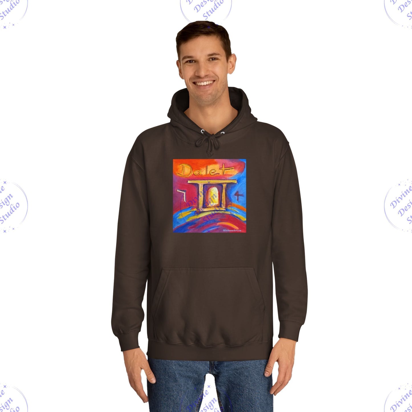 Hebrew Living Letter Dalet Hoodie – Portal Between Heaven & Earth | 80/20 Cotton Blend