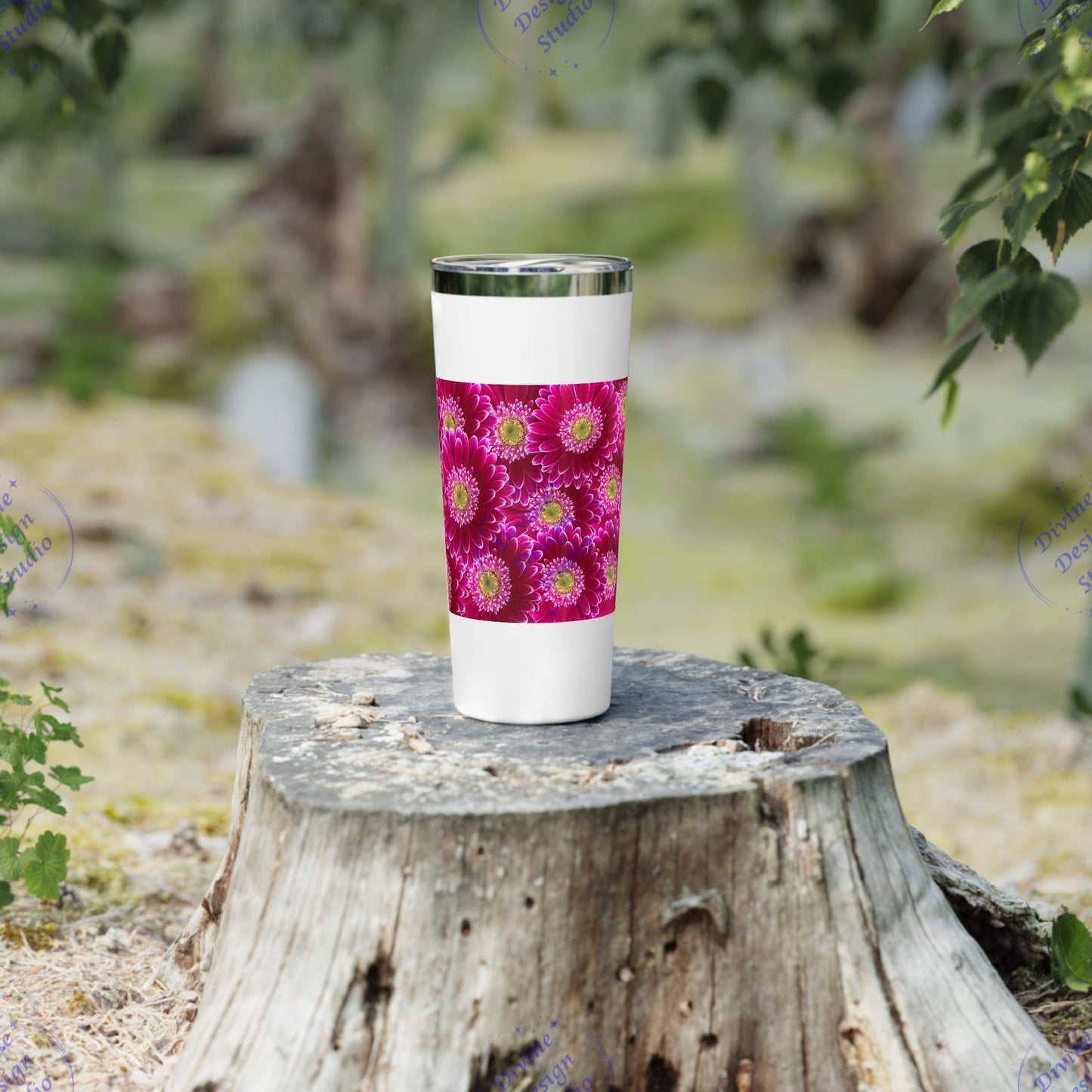 Tumbler - Bright Pink Gerbera Daisies Insulated 22oz Cup