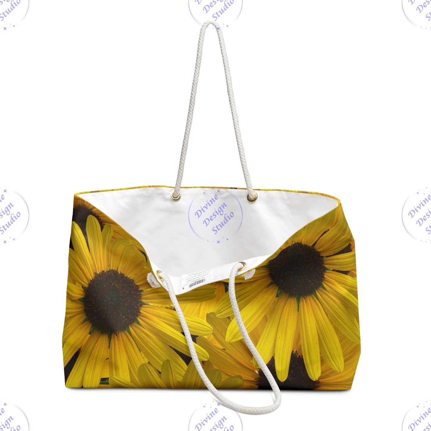 Sunflower Weekender Bag - Perfect Travel Tote, Beach Bag, Floral Gym Bag, Summer Adventure Duffle, Stylish Storage for Any Getaway