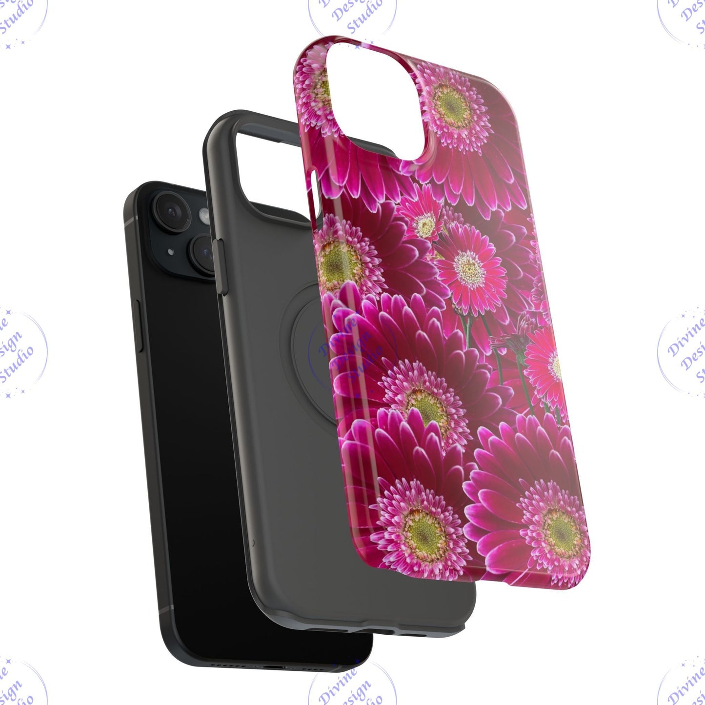 Pink Gerbera Daisy Glossy Phone Case – Impact-Resistant Floral Cover, Durable Nature-Inspired Tech Accessory, Gift for Her