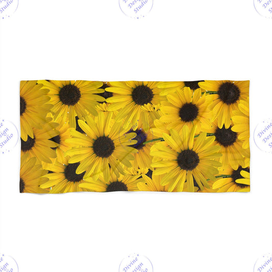 Sunflower Beach Towel – Bright Garden Design, Large Summer Gift