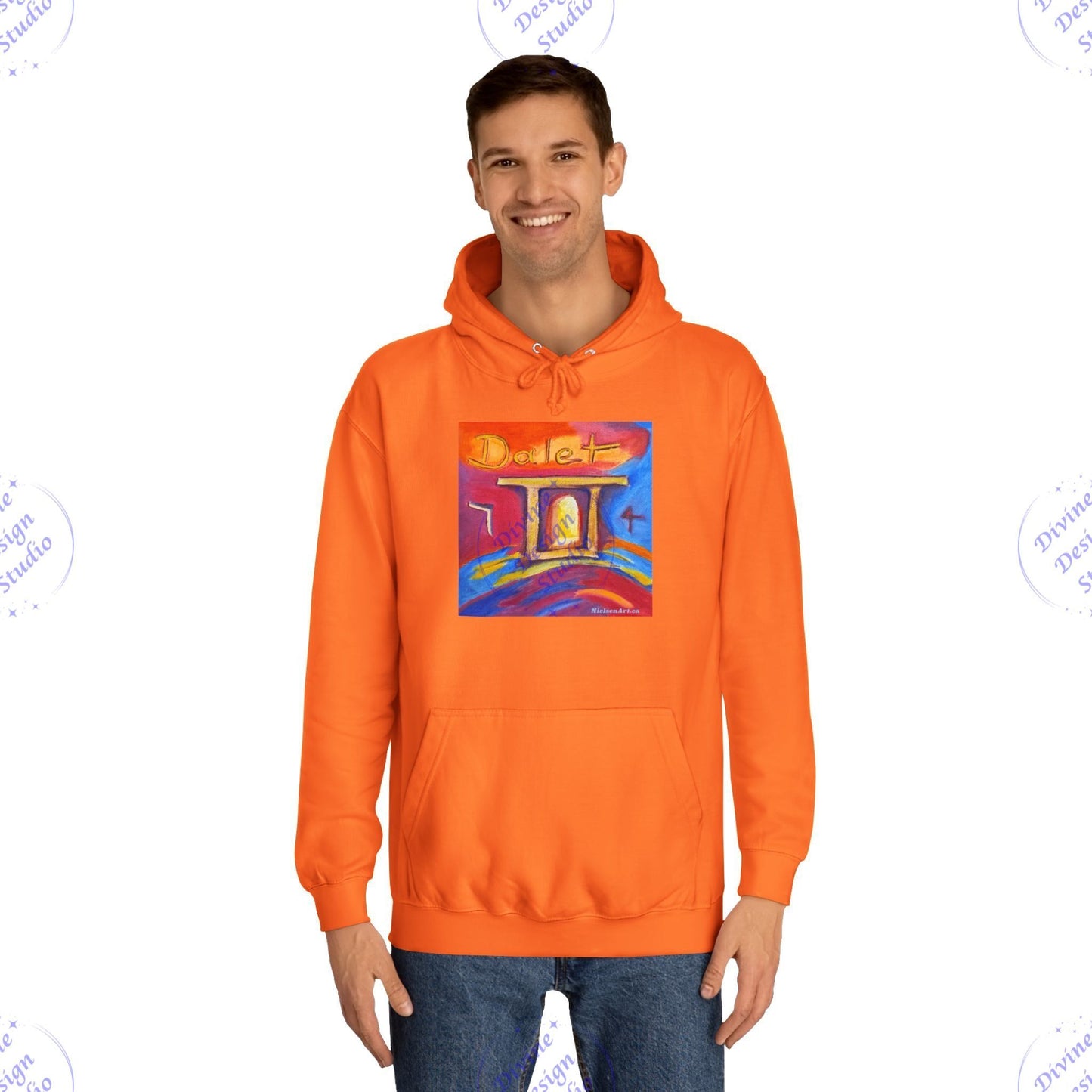 Hebrew Living Letter Dalet Hoodie – Portal Between Heaven & Earth | 80/20 Cotton Blend