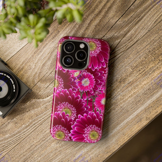 Pink Gerbera Daisy Glossy Phone Case – Impact-Resistant Floral Cover, Durable Nature-Inspired Tech Accessory, Gift for Her