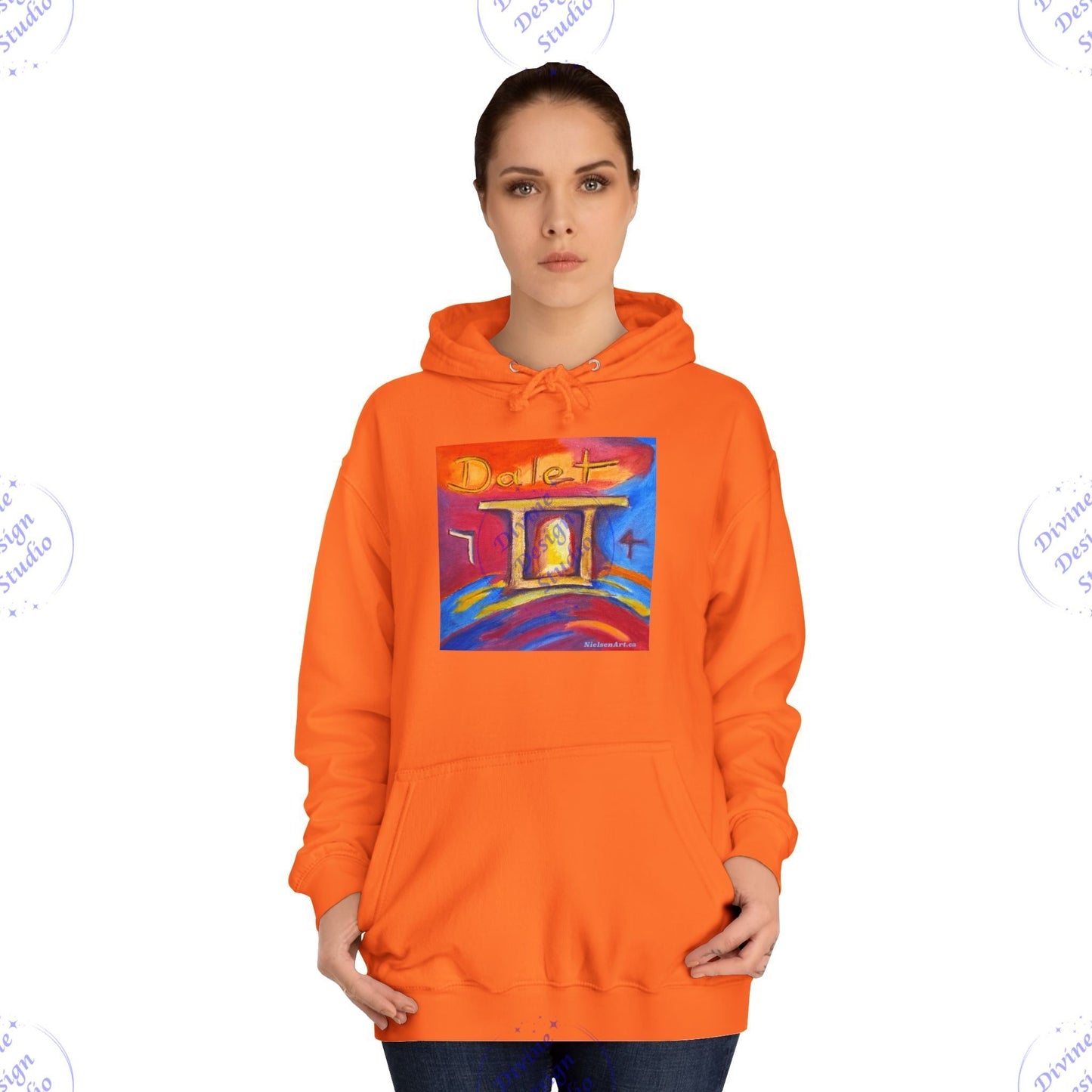Hebrew Living Letter Dalet Hoodie – Portal Between Heaven & Earth | 80/20 Cotton Blend