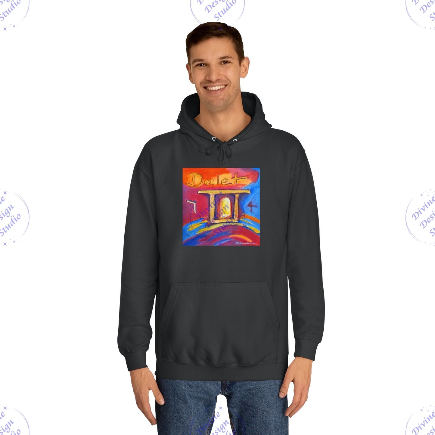 Hebrew Living Letter Dalet Hoodie – Portal Between Heaven & Earth | 80/20 Cotton Blend