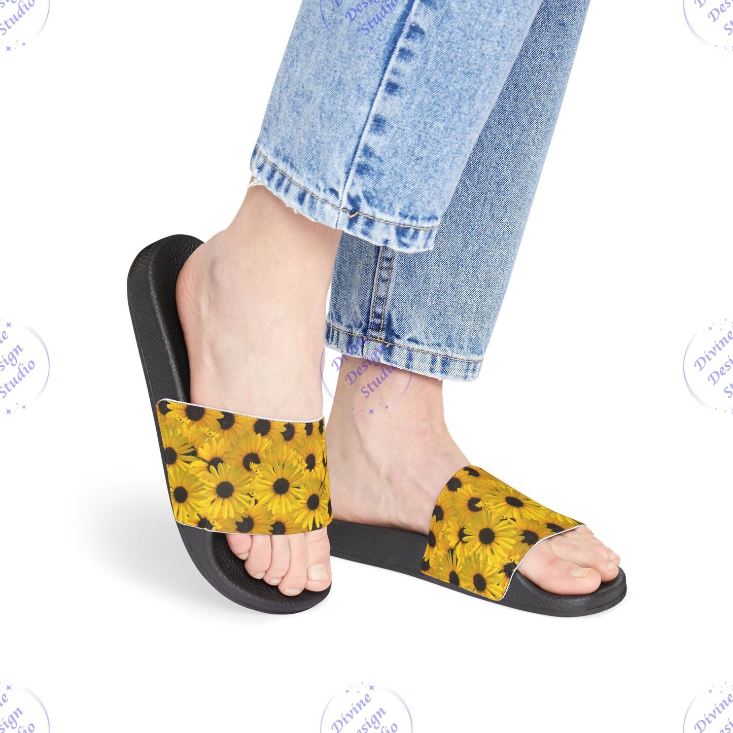 Sunflower Slide Sandals | Bright Summer Footwear for Sunshine Days, Beach Walks & Casual Comfort