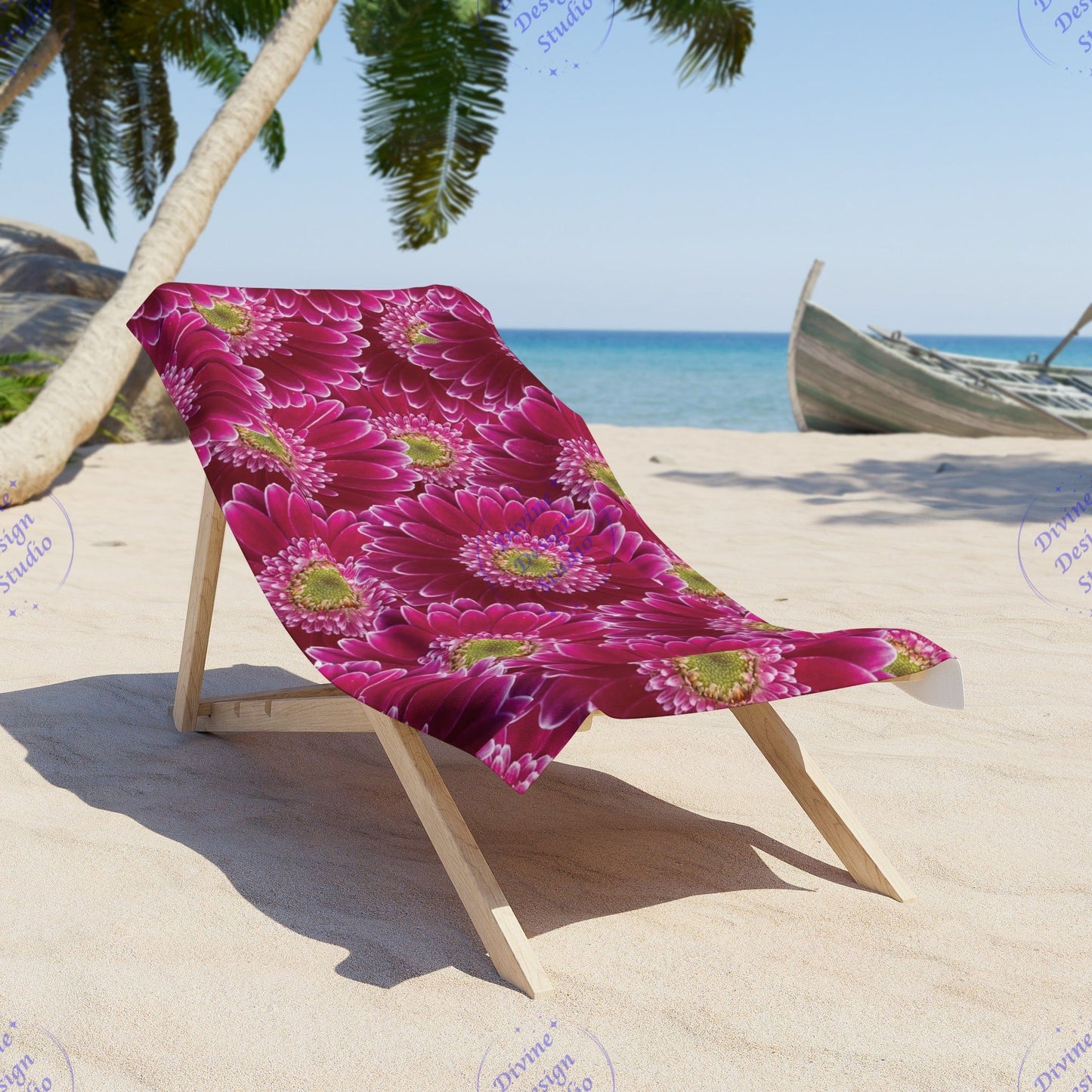 Vibrant Floral Beach Towel, Summer Accessory, Poolside Essential, Vacation Gear, Gift for Beach Lovers