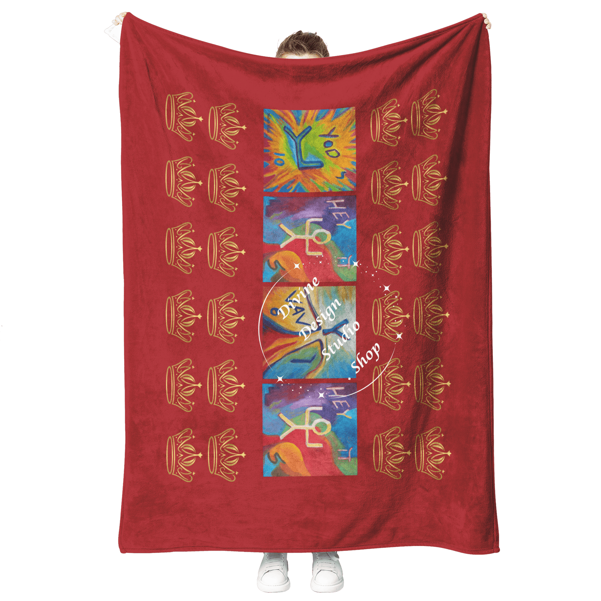 Divine_Gold_Crowns_Fleece_Blanket_-_YHVH_V_Blanket_Model_Mockup.png