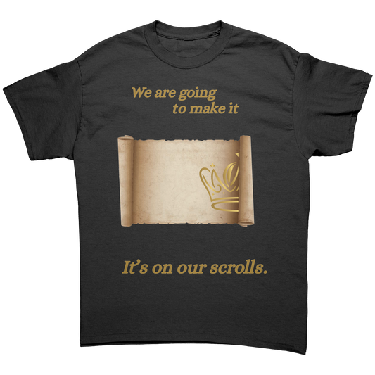 On_Our_Scroll_Unisex_Cotton_Tee_Black_Front_Mockup.png